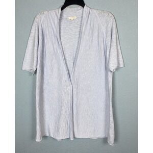 Eileen Fisher Cardigan Womens XL Light Blue Open‎ Linen Cotton Blend Long Line
